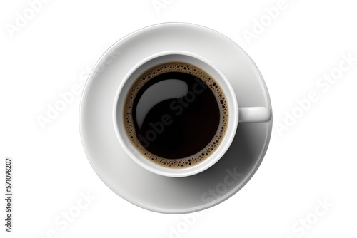 A Hot Black Coffee  with White Coffee Cup Mug  Top Views - Genrative AI