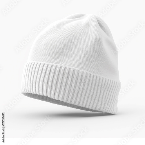 Winter Beanie Hat on White Background - AI Generated Mockup for Adobe Stock