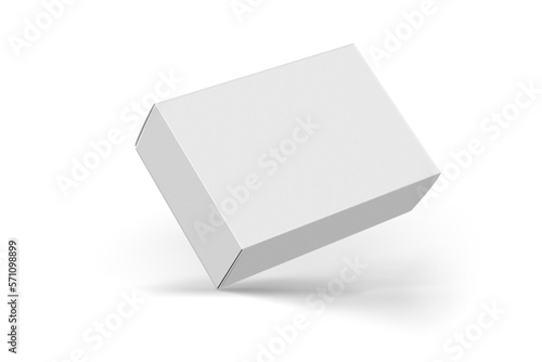 3d render illustration of packaging mock-up design for blank kraft pillow box, of white paper cardboard. Empty mockup on white background. Rectangle carton package mock up template. Ready for design.