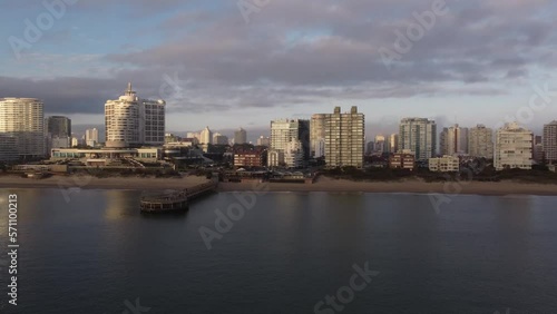 Wallpaper Mural Aerial View Of Pier On Cloudy Day At Punta Del Este Beach Uruguay Torontodigital.ca
