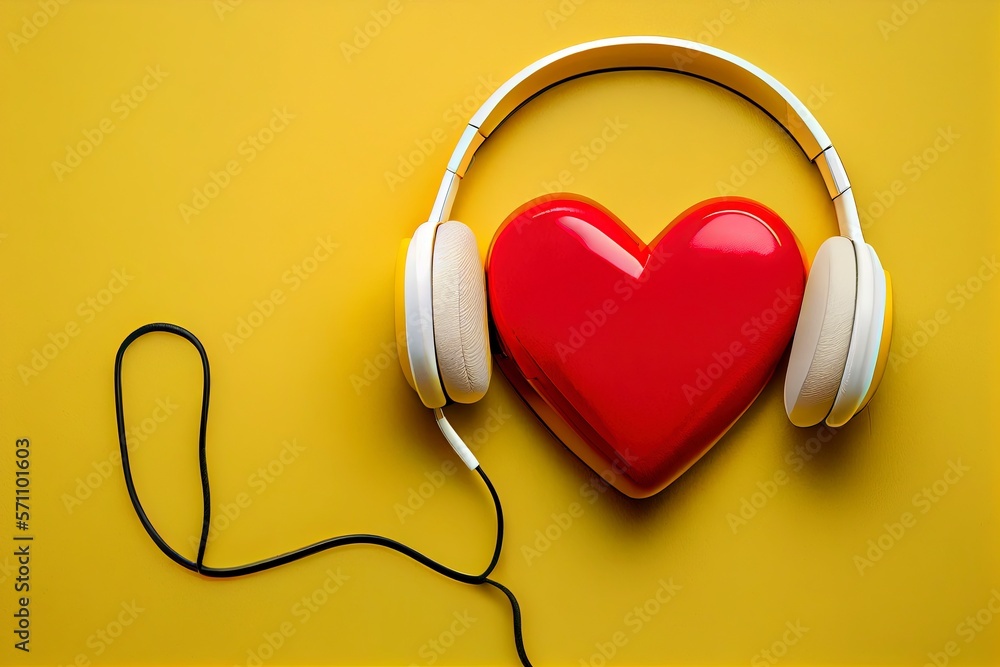 Big heart with headphones with Generative AI Big heart with headphones with Generative AI