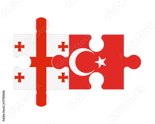 Puzzle of flags of Georgia and Turkey, vector