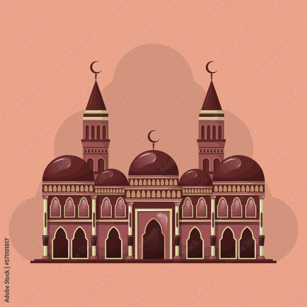 Premium mosque vector design - Islamic mosque building flat vector illustration for your design
