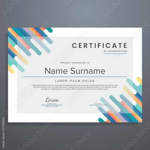 Modern line geometric abstract border, certificate template, can be used for appreciation, diploma, award, attendance, etc.