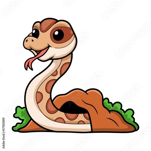 Cute daboia russelii snake cartoon out from hole photo