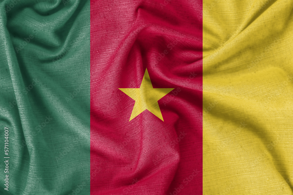 Cameroon country flag background realistic silk fabric Cameroon country flag background realistic silk fabric
