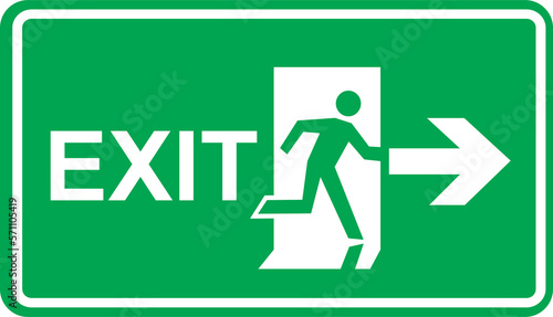 Emergency exit to right sign symbol icon green design transparent background photo