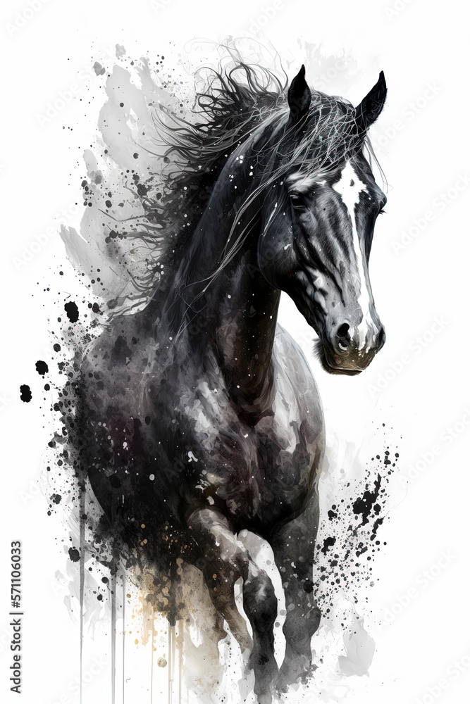 Fototapeta premium black Horse with Generative AI
