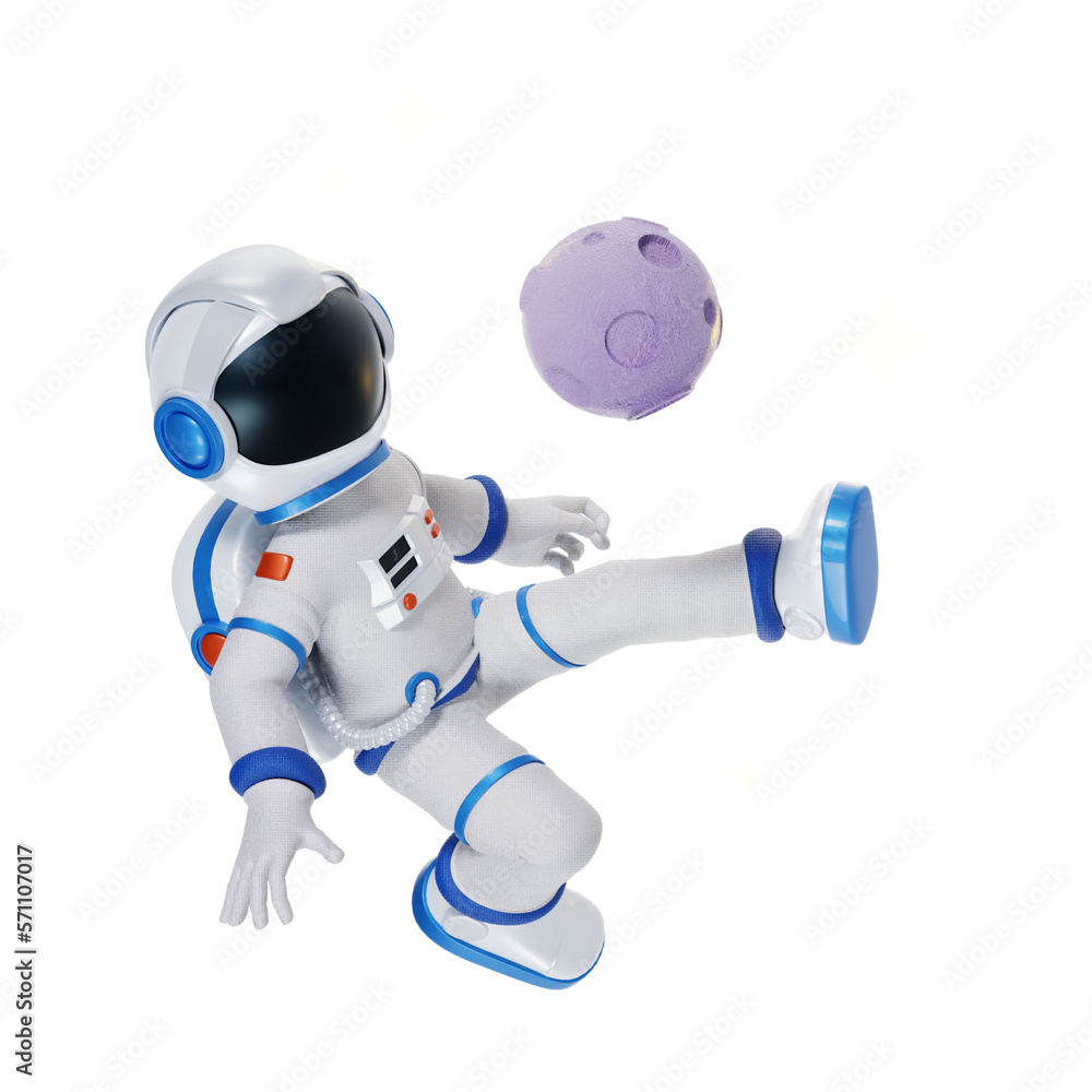 Astronaut playing with the moon 3D Icon Astronaut playing with the moon 3D Icon