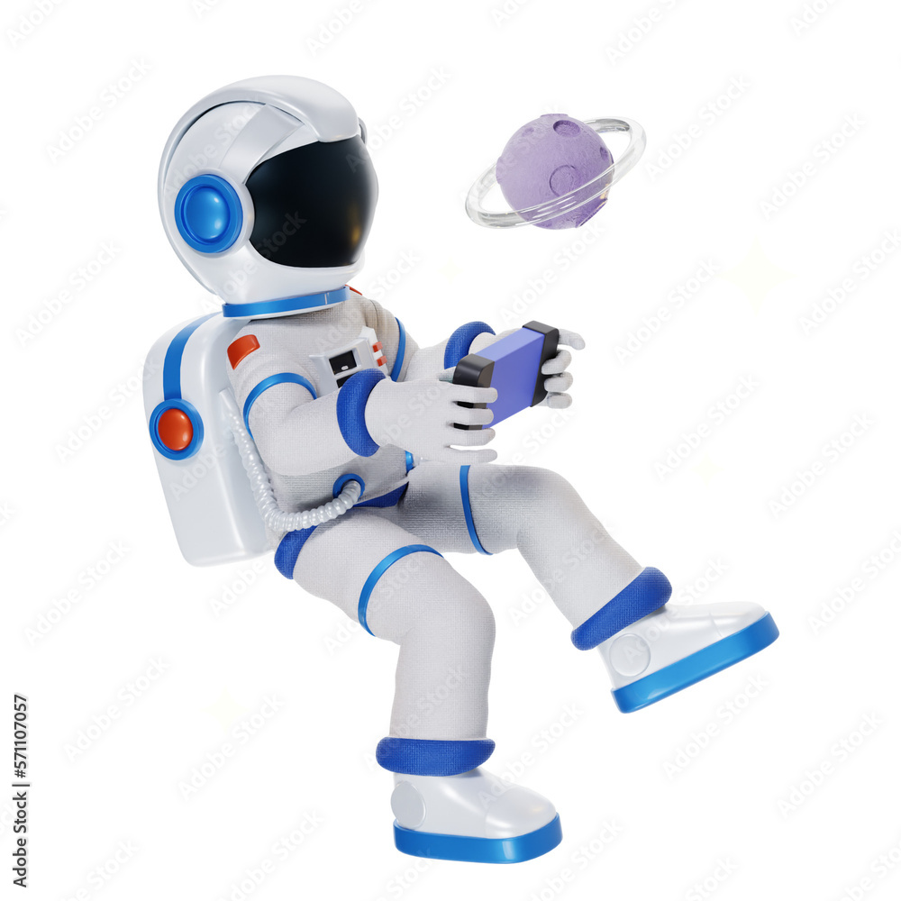 Naklejka premium Astronaut playing at the space 3D Icon