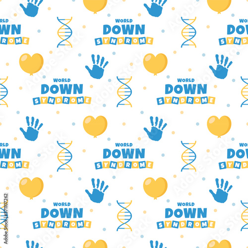 World Down Syndrome Day Seamless Pattern Design in Template Hand Drawn Cartoon Flat Illustration