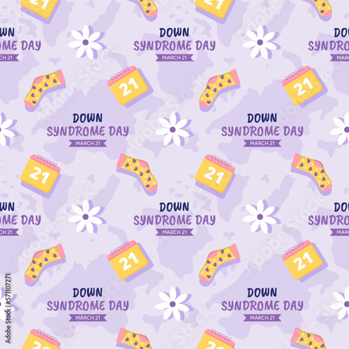 World Down Syndrome Day Seamless Pattern Design in Template Hand Drawn Cartoon Flat Illustration