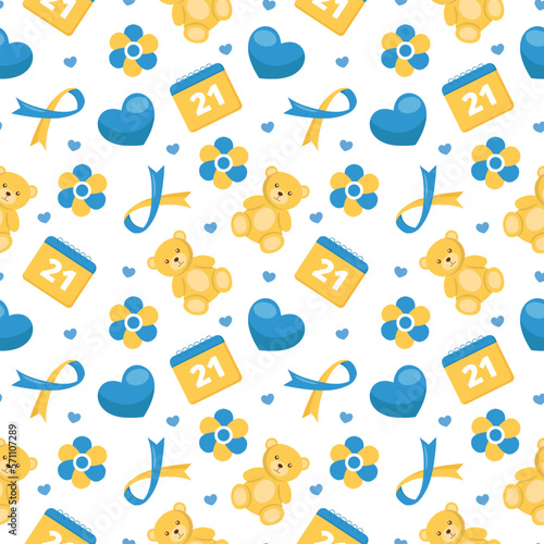 World Down Syndrome Day Seamless Pattern Design in Template Hand Drawn Cartoon Flat Illustration