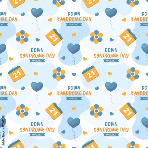 World Down Syndrome Day Seamless Pattern Design in Template Hand Drawn Cartoon Flat Illustration