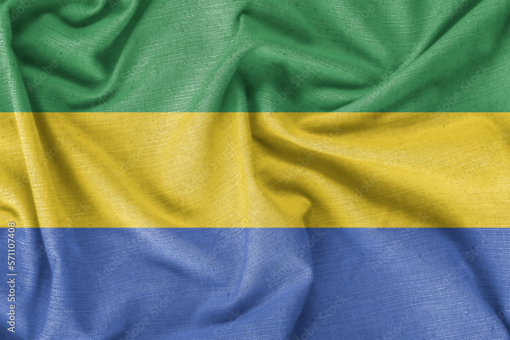 Gabon country flag background realistic silk fabric Gabon country flag background realistic silk fabric