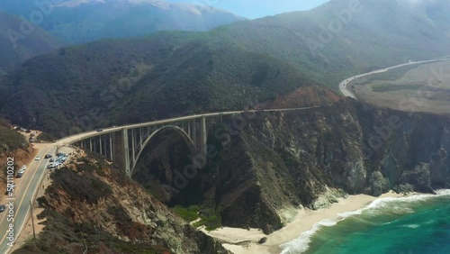 Beautiful California Landscape - Bixby Creek Bridge on Big Sur Coast, Aerial