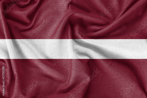 Latvia country flag background realistic silk fabric