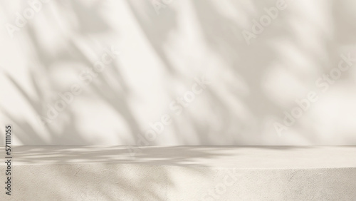 Billede på lærred Blank cream white cement curve counter podium with texture, soft beautiful dappl