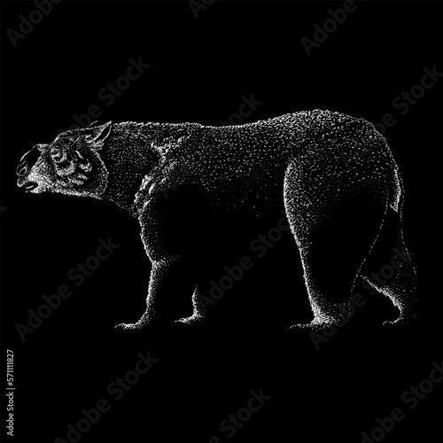Diprotodon hand drawing vector isolated on black background.