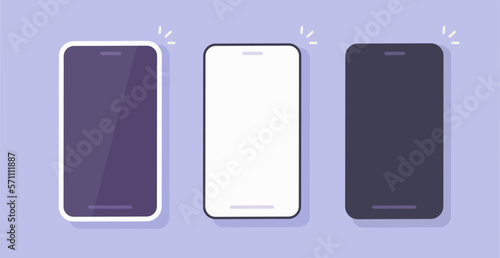 Cell phone icon blank frame mockup design flat front vector set, mobile smartphone cellphone empty screen graphic mock up set for presentation clipart, cellular telephone space illustration image