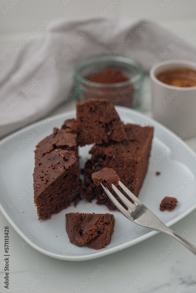 brownie cake. Dark chocolate brownie on a table