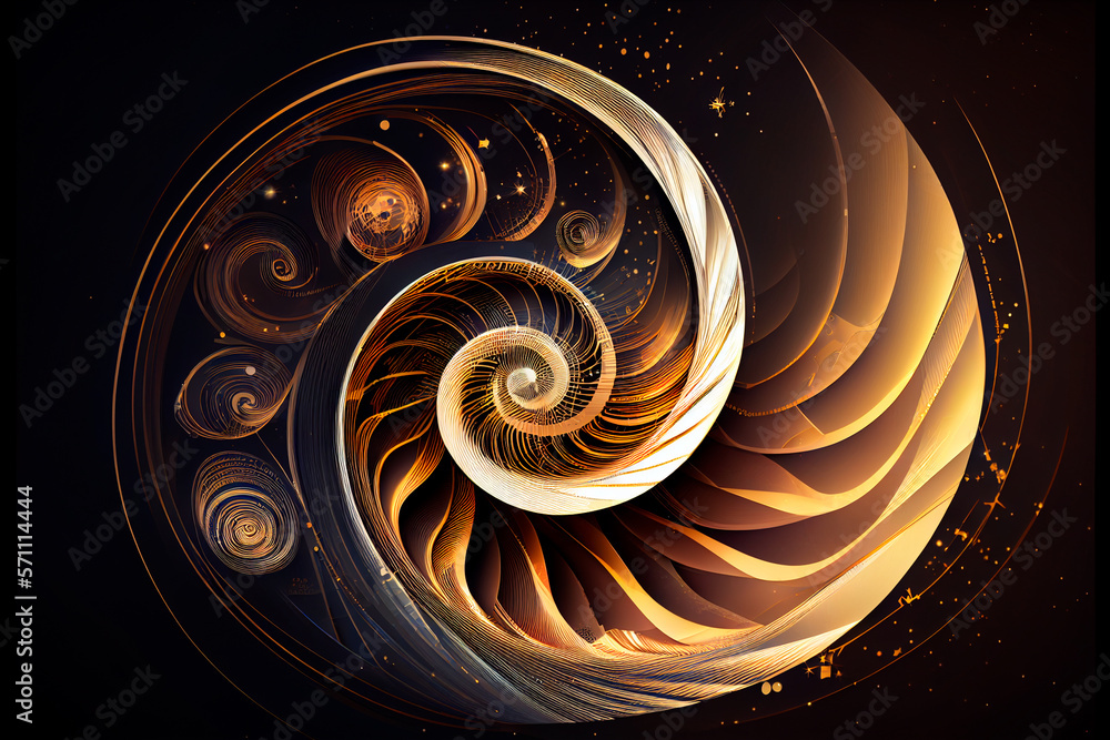 Abstract space background with golden spiral. Astrology and astronomy ...