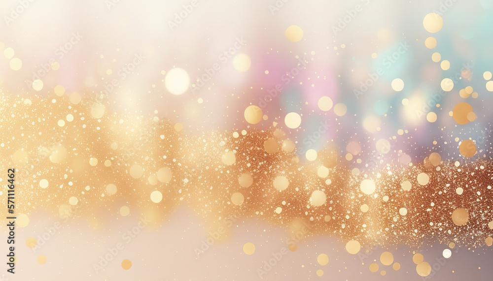 pastel colors background with bokeh and gold glitter