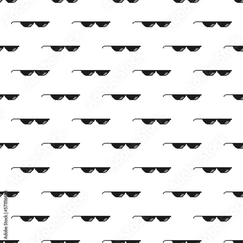 Popular meme 8 bit pixel glasses seamless pattern, Vector stock