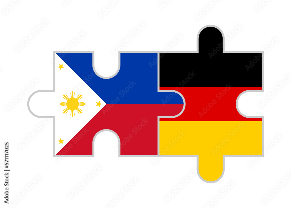 Obraz premium puzzle pieces of philippines and germany flags. vector illustration isolated on white background