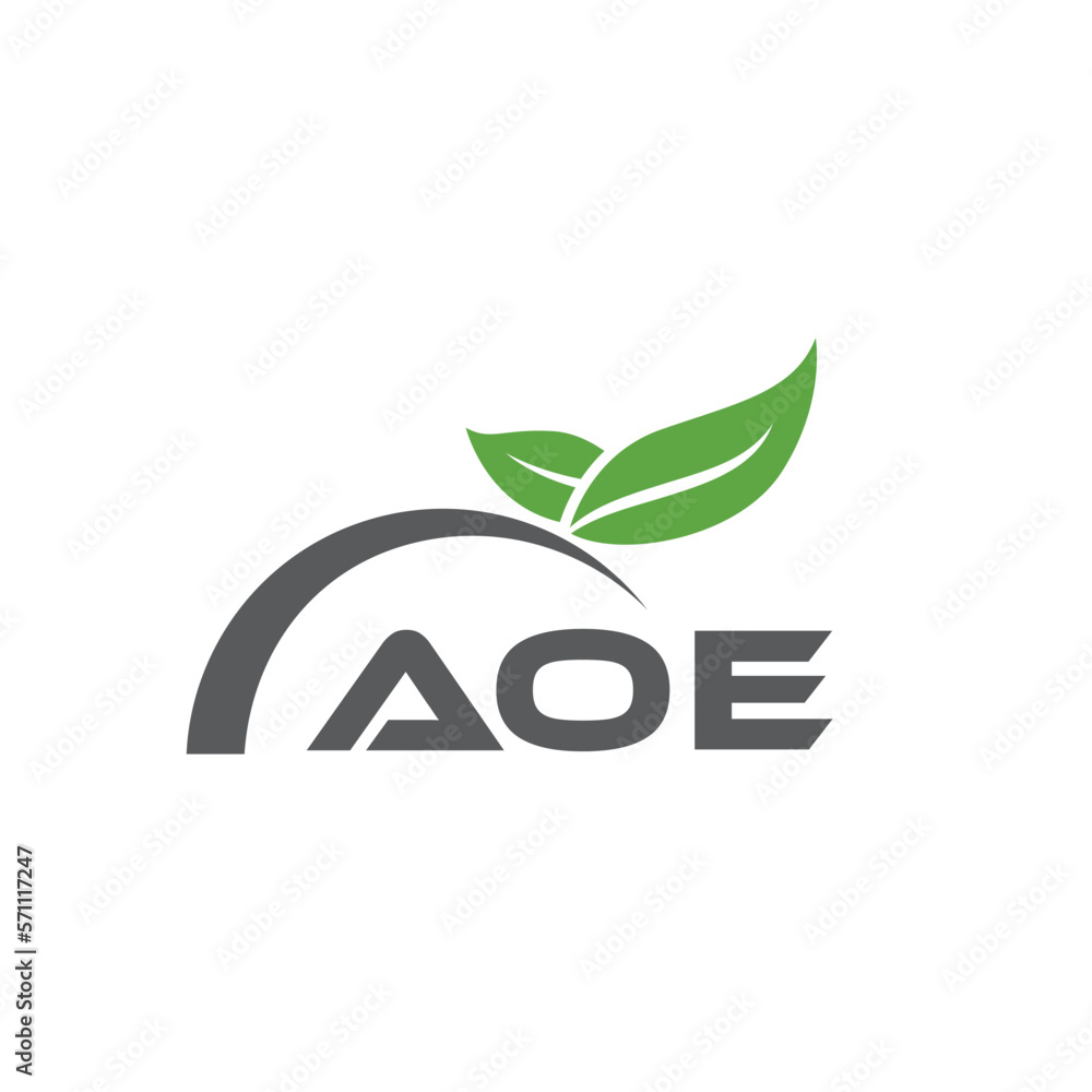 Fototapeta premium AOE letter nature logo design on white background. AOE creative initials letter leaf logo concept. AOE letter design.