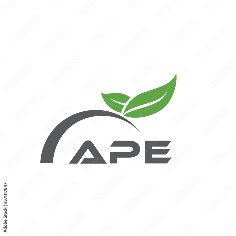 APE letter nature logo design on white background. APE creative