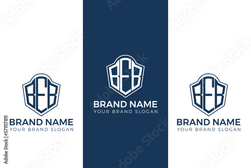 BEB abstract monogram shield logo design on white background. BEB creative initials letter logo concept.
 photo