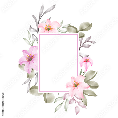 lily flower watercolor frame decoration