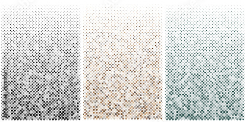 Halftone dot gradient background. Random fill. Ramdomus opacity. Geometric pattern set. Abstract halftone doted pattern.