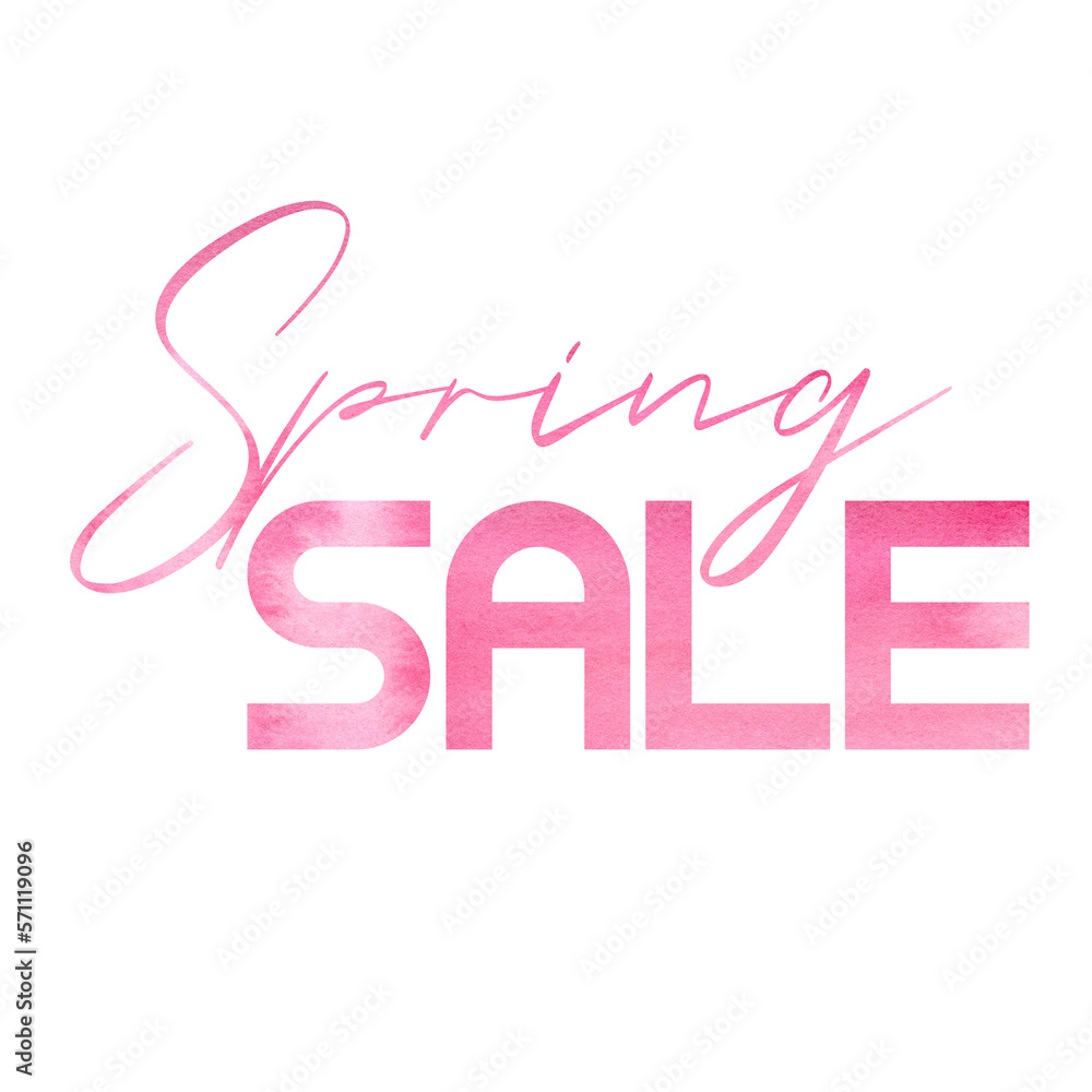 Seasonal spring sale. A pink watercolor banner. Viva Magenta color. Sale signboard. The perfect watercolor design for a sale shop and advertising banners.