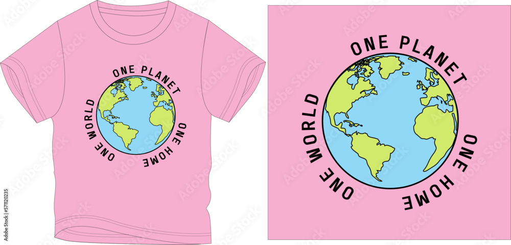 ONE WORLD ONE PLANET ONE HOME t-shirt graphic design vector illustration
