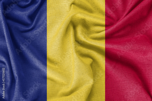 Romania country flag background realistic silk fabric