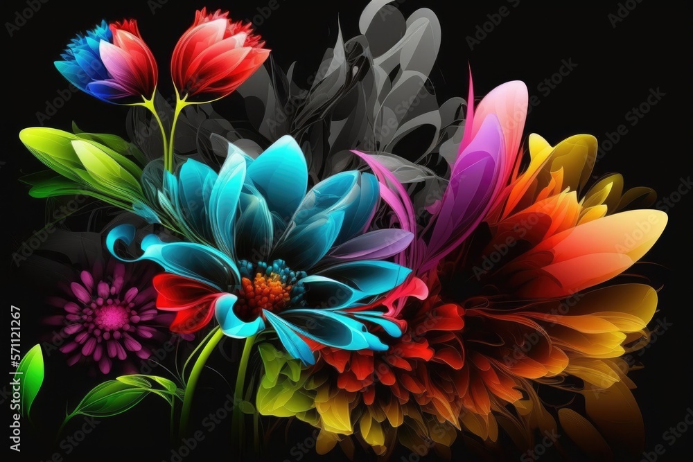 Colorful flowers Abstract beautiful background Generative AI 