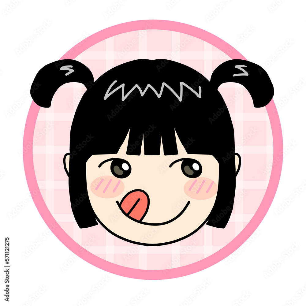 Fototapeta premium The logo of the smiling girl character.