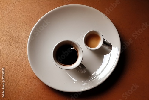 Cup with coffee on the wooden table