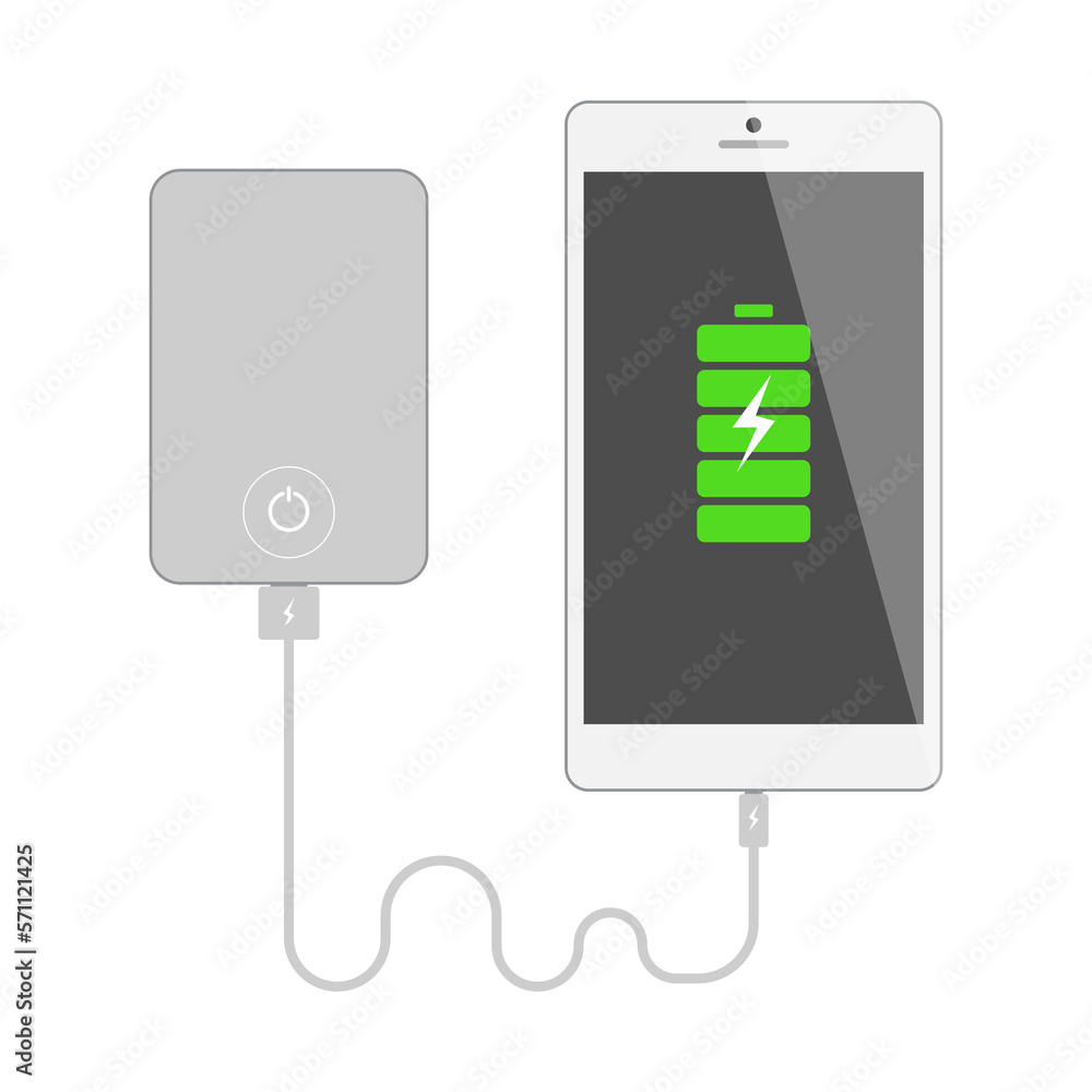 phone charging with portable power bank isolated phone charging with portable power bank isolated
