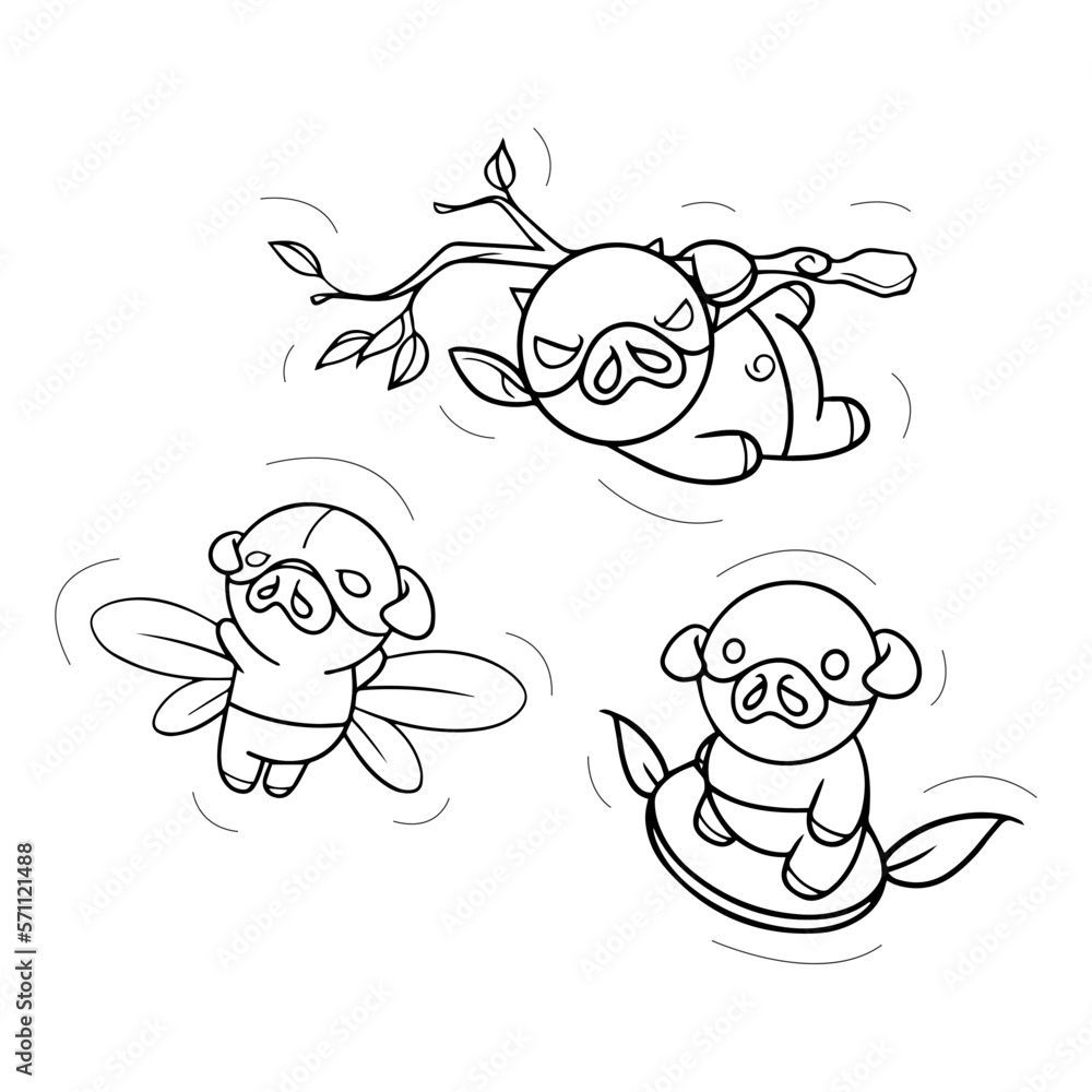 set-drawing of cute pigs are cosplaying in various conditions and styles. red devil set-drawing of cute pigs are cosplaying in various conditions and styles. red devil
