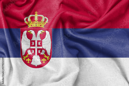 Serbia country flag background realistic silk fabric