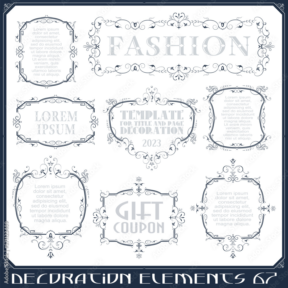 Vector set of calligraphic design elements and page decor. Vector set of calligraphic design elements and page decor.