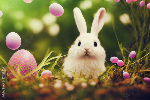 Happy easter background wallpaper. Generative ai