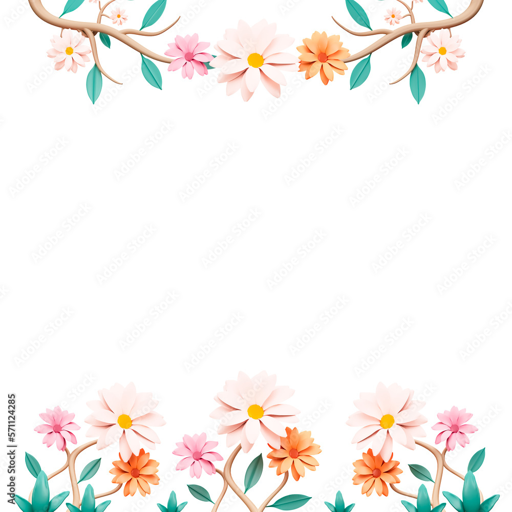 Spring concept Daisy flower frame cutout Spring concept Daisy flower frame cutout