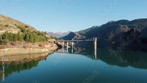 Aerial view of  Embalse Canales of Spain  photo