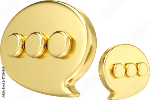Obraz na płótnie 3d two gold metal speech bubble pin isolated on white background. Social media notification speech bubble icon. 3D rendering w salonie