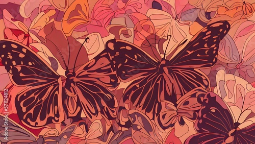 Surreal dreamy painterly butterfly illustration