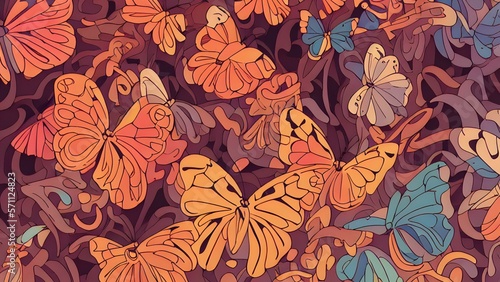 Surreal dreamy painterly butterfly illustration